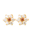 21k Gold Earrings Red & White CZ 10x7mm - SANZ Australia