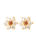 21k Gold Earrings Red & White CZ 8x4.5mm - SANZ Australia