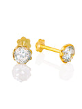 21k Gold Earrings White CZ 10x5mm - SANZ Australia