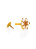21k Gold Nose Pin Red & White CZ 8x4.5mm - SANZ Australia