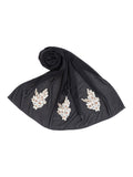 Black Embroidered Chiffon Scarf - SANZ Australia