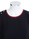 Black Classic Abaya with Burgundy Hem - SANZ Australia