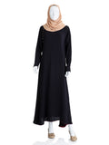 Black Classic Abaya with Burgundy Hem - SANZ Australia