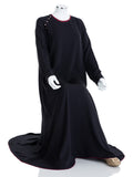 Black Classic Abaya with Burgundy Hem - SANZ Australia