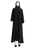 Black Classic Abaya with Grey Hem - SANZ Australia