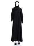 Black Classic Abaya with Purple Hem - SANZ Australia