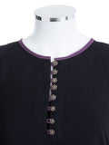 Classic Black Single Layer Abaya with Purple Hem - SANZ Australia