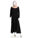 Black Classic Abaya with Red Hem - SANZ Australia