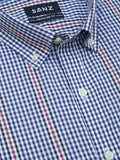 Blue Check Button-Down Casual Shirt - SANZ Australia