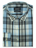 Sky Blue Large Check Casual Shirt - SANZ Australia