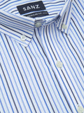 Blue Stripe Button-Down Casual Shirt - SANZ Australia