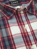 Burgundy Large Check Casual Shirt - SANZ Australia