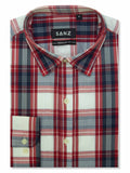 Burgundy Large Check Casual Shirt - SANZ Australia