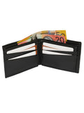 Leather Wallet Bifold Black Crocodile Print - SANZ Australia