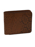 Leather Wallet Bifold Brown Snake Print - SANZ Australia