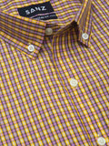Mustard Check Button-Down Casual Shirt - SANZ Australia