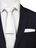 Silver White Classic Silk Tie Set - SANZ Australia
